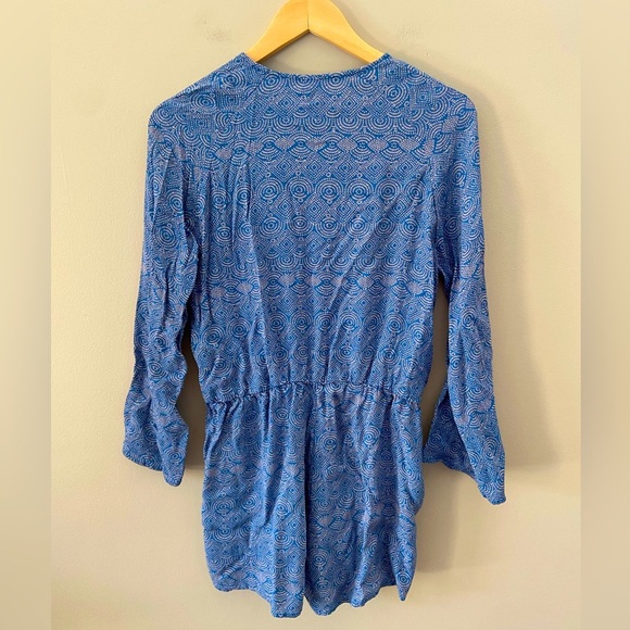 H&M V Neck Boho Long Sleeve Pocket Blur Viscose Romper - Picture 3 of 3